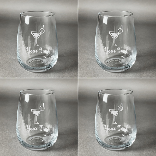Cocktails Set of Four Personalized Stemless Wineglasses (Approval)