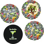 Cocktails Set of 4 Glass Lunch / Dinner Plate 10" (Personalized)