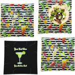 Cocktails Set of 4 Glass Square Lunch / Dinner Plate 9.5" (Personalized)