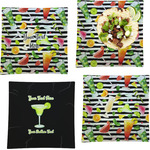 Cocktails Set of 4 Glass Square Lunch / Dinner Plate 9.5" (Personalized)