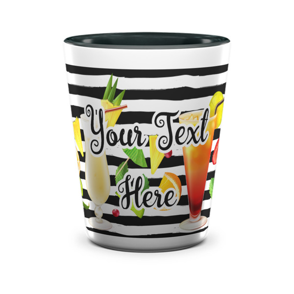Custom Cocktails Ceramic Shot Glass - 1.5 oz - Two Tone - Set of 4 (Personalized)