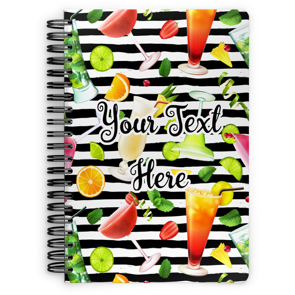 Custom Cocktails Spiral Notebook - 7x10 w/ Name or Text