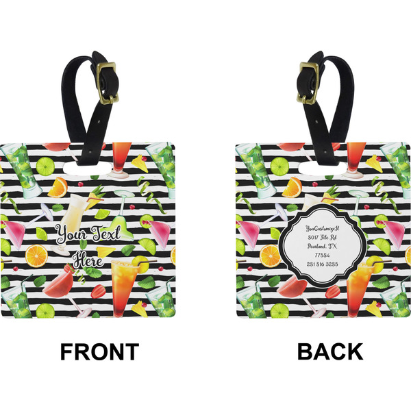 Cocktails Square Luggage Tag (Front + Back)