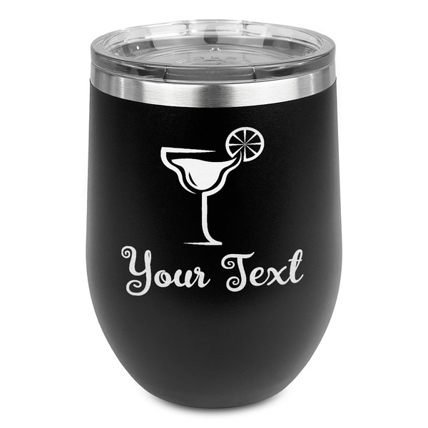 Custom Cocktails Stemless Stainless Steel Wine Tumbler - Black - Double Sided (Personalized)