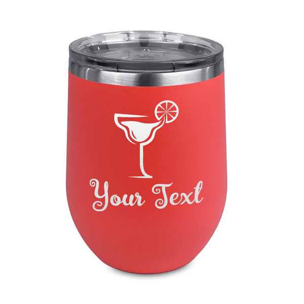 Custom Cocktails Stemless Stainless Steel Wine Tumbler - Coral - Single Sided (Personalized)