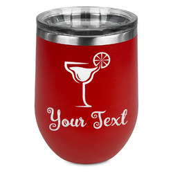 Cocktails Stemless Stainless Steel Wine Tumbler - Red - Double Sided (Personalized)