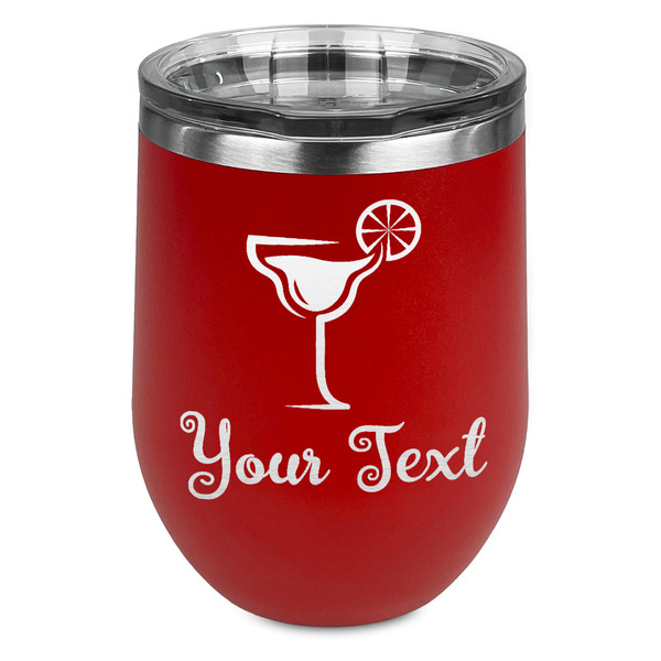 Custom Cocktails Stemless Stainless Steel Wine Tumbler - Red - Double Sided (Personalized)