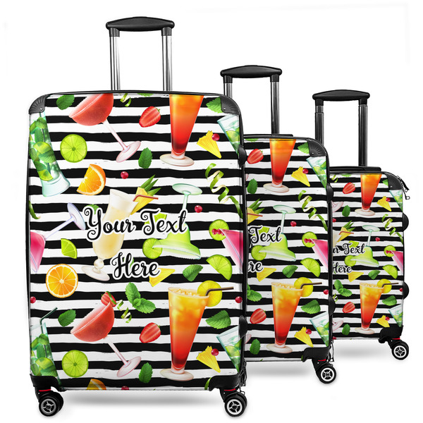 Custom Cocktails 3 Piece Luggage Set - 20" Carry On, 24" Medium Checked, 28" Large Checked (Personalized)