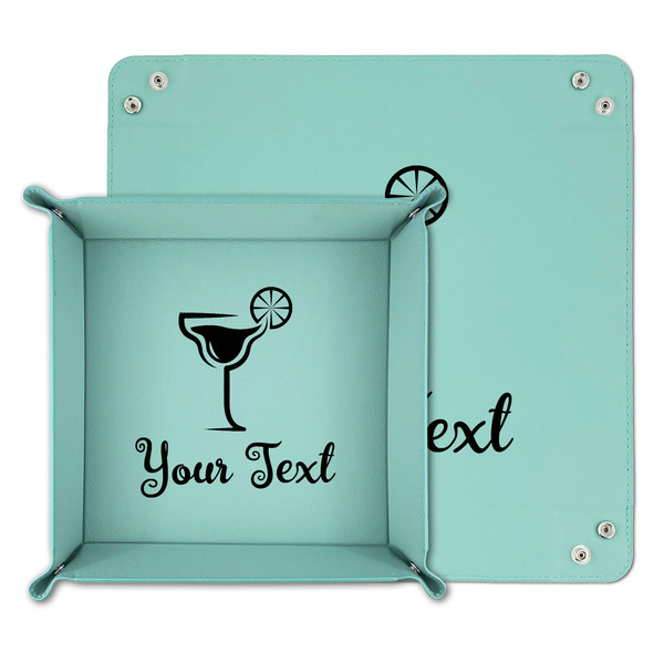 Cocktails Teal Faux Leather Valet Trays - PARENT MAIN