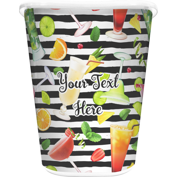 Custom Cocktails Waste Basket - Double Sided (White) (Personalized)