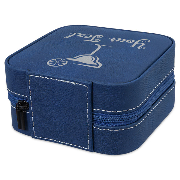 Cocktails Travel Jewelry Boxes - Leather - Navy Blue - View from Rear