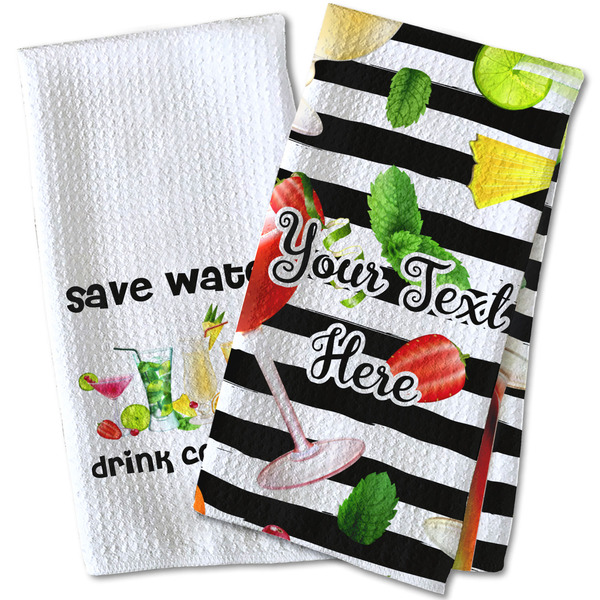 Cocktails Waffle Weave Towels - Two Print Styles