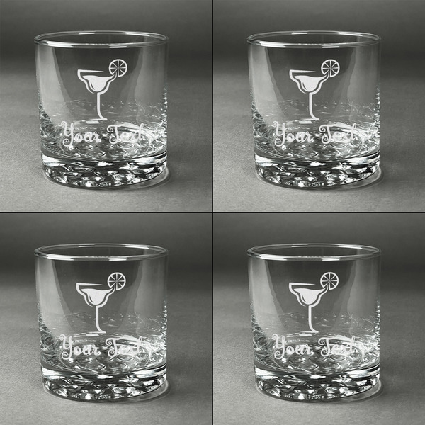 Cocktails Whiskey Glasses - Set of 4 all Engraved