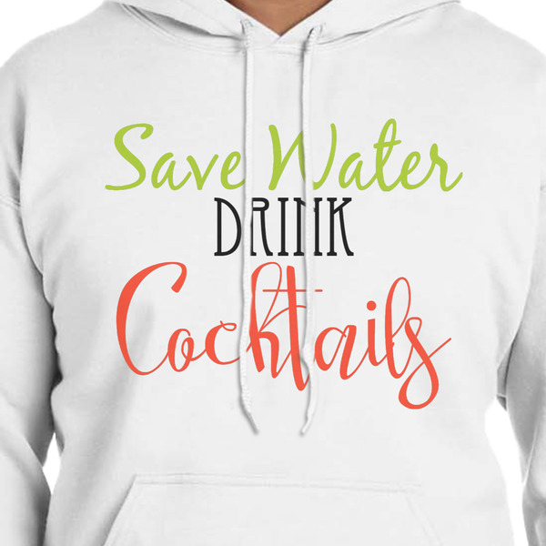 Cocktails White Hoodie on Model - CloseUp