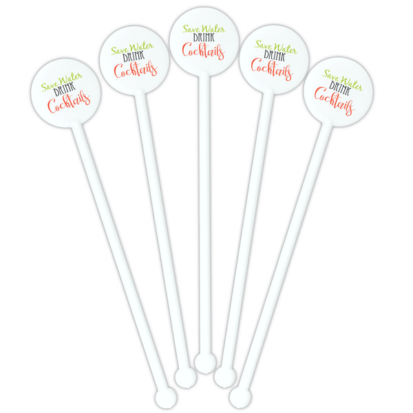 Cocktails White Plastic 5.5" Stir Stick - Fan View