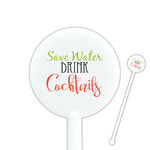 Cocktails 5.5" Round Plastic Stir Sticks - White - Single Sided