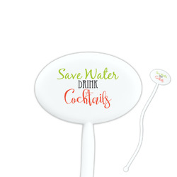 Cocktails 7" Oval Plastic Stir Sticks - White - Double Sided