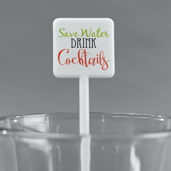 Cocktails White Plastic Stir Stick - Square - Main