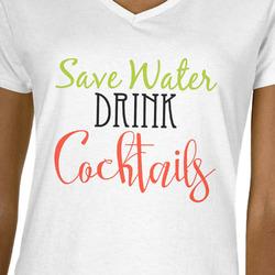 Cocktails V-Neck T-Shirt - White - Medium
