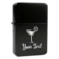 Cocktails Windproof Lighter - Black - Single Sided & Lid Engraved (Personalized)