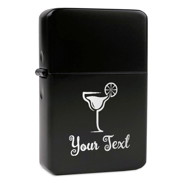 Custom Cocktails Windproof Lighter - Black - Single Sided & Lid Engraved (Personalized)