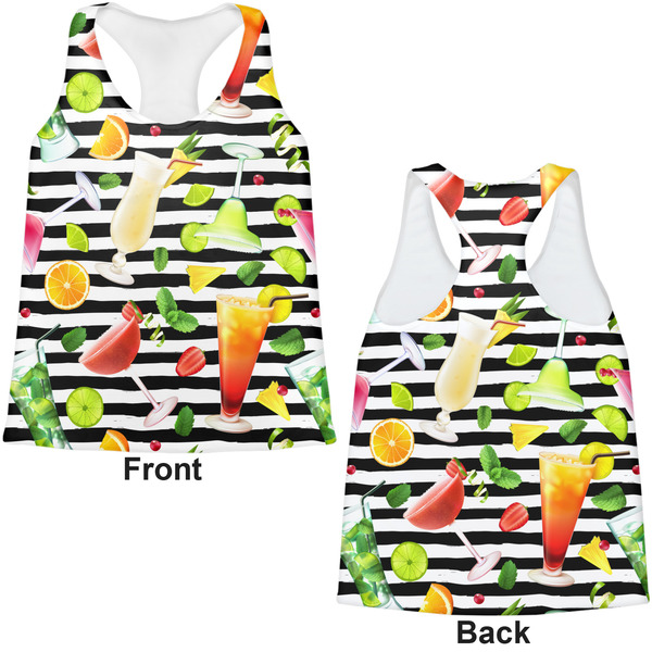 Cocktails Womens Racerback Tank Tops - Medium - Front and Back