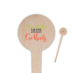 Cocktails 4" Round Wooden Food Picks - Single Sided