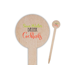Cocktails 6" Round Wooden Food Picks - Single Sided