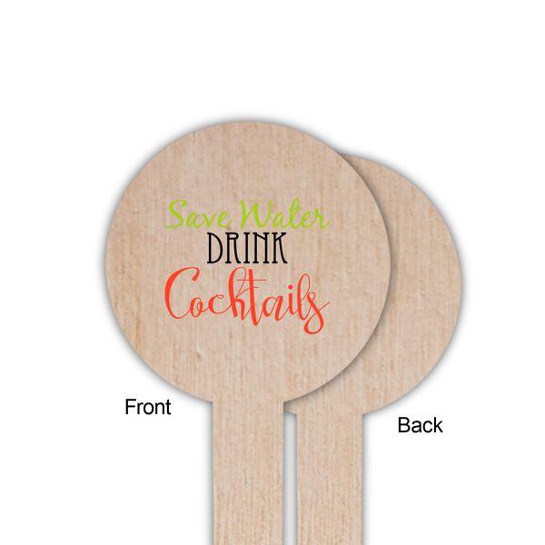 Cocktails Wooden 6" Food Pick - Round - Single Sided - Front & Back