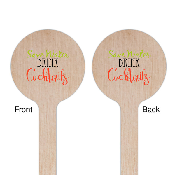 Cocktails Wooden 6" Stir Stick - Round - Double Sided - Front & Back