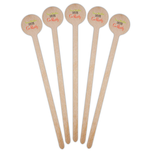 Cocktails Wooden 6" Stir Stick - Round - Fan View