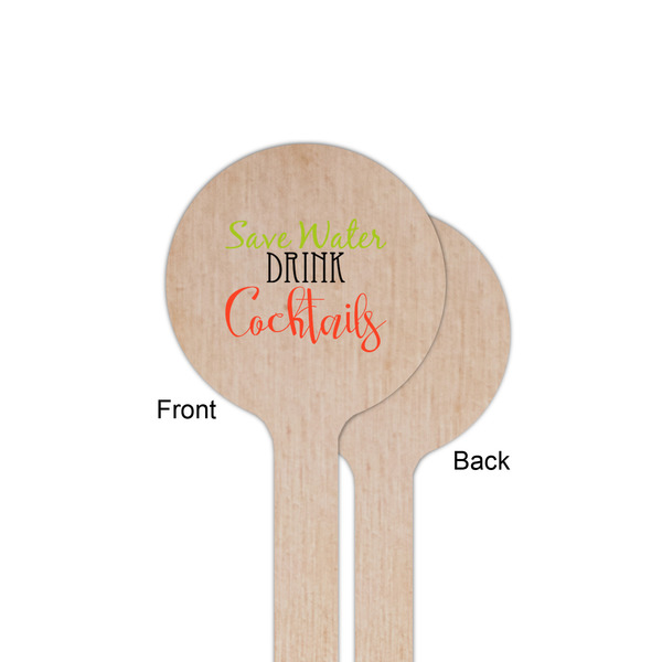 Cocktails Wooden 6" Stir Stick - Round - Single Sided - Front & Back