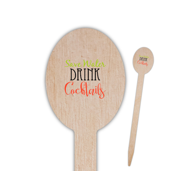 Custom Cocktails Oval Wooden Food Picks - Double Sided