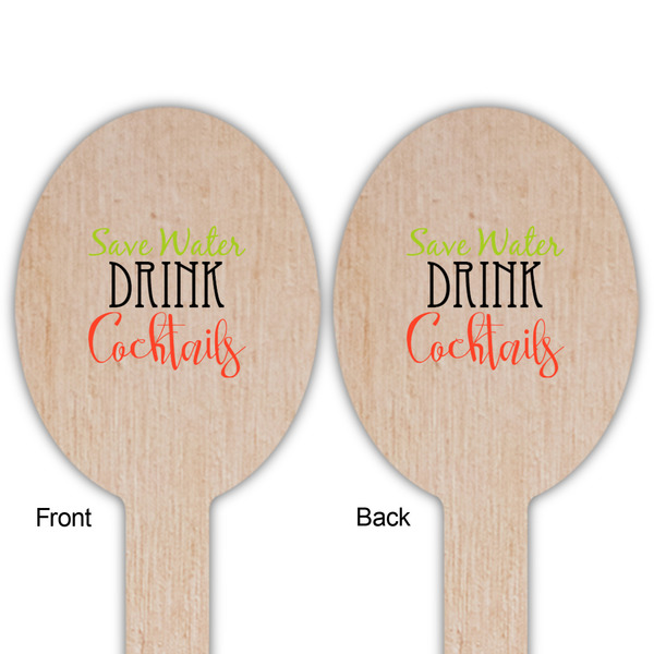 Cocktails Wooden Food Pick - Oval - Double Sided - Front & Back