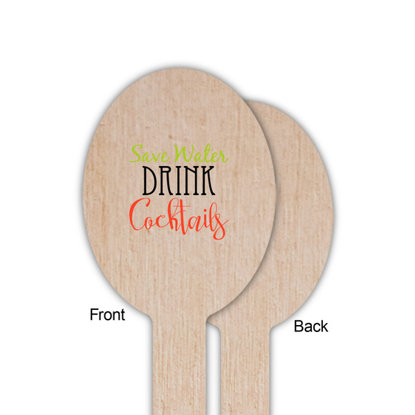 Cocktails Wooden Food Pick - Oval - Single Sided - Front & Back