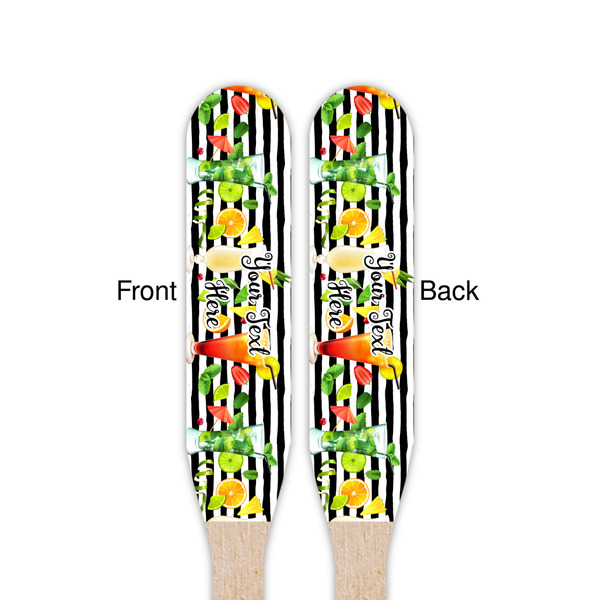 Cocktails Wooden Food Pick - Paddle - Double Sided - Front & Back