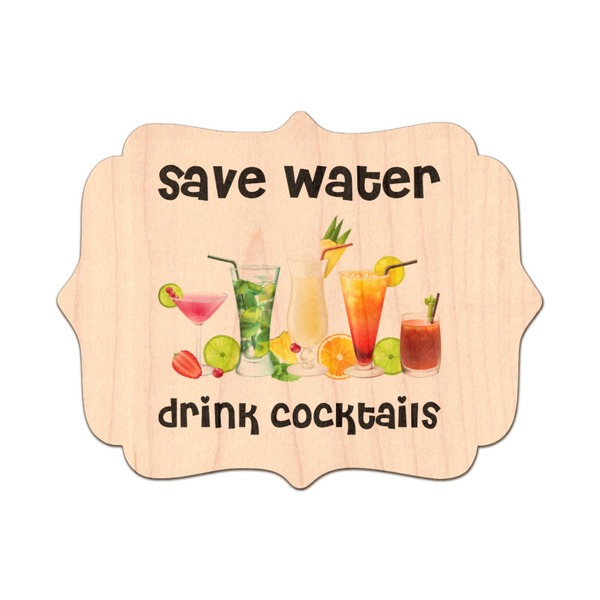 Custom Cocktails Genuine Maple or Cherry Wood Sticker (Personalized)