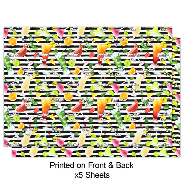 Cocktails Wrapping Paper Sheet - Double Sided - Front