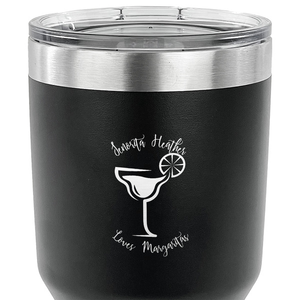Margarita Lover 30 oz Stainless Steel Ringneck Tumbler - Black - CLOSE UP