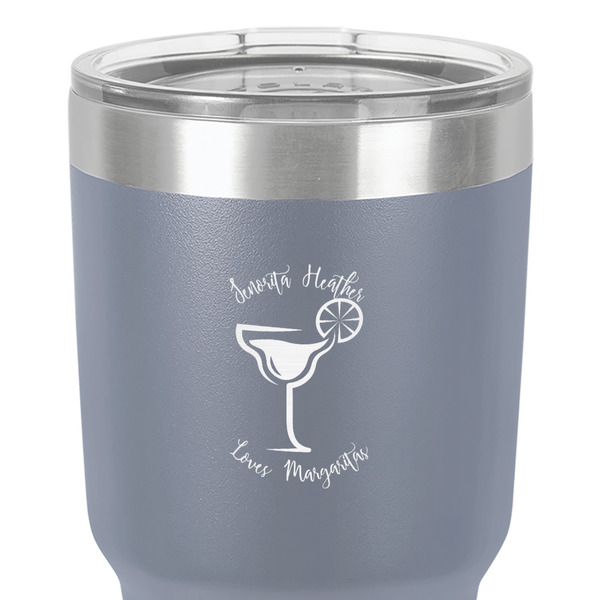 Margarita Lover 30 oz Stainless Steel Ringneck Tumbler - Grey - Close Up