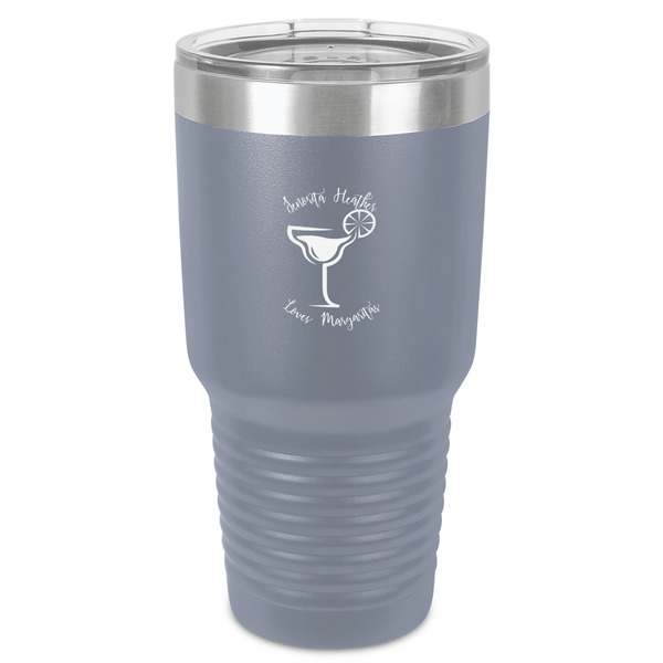 Margarita Lover 30 oz Stainless Steel Ringneck Tumbler - Grey - Front