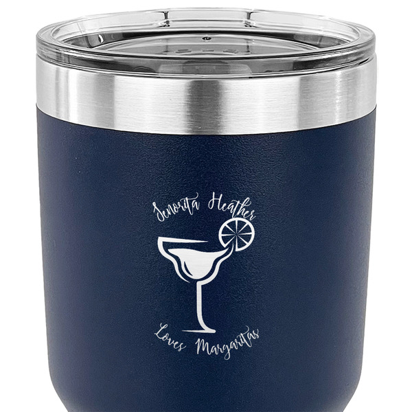 Margarita Lover 30 oz Stainless Steel Ringneck Tumbler - Navy - CLOSE UP