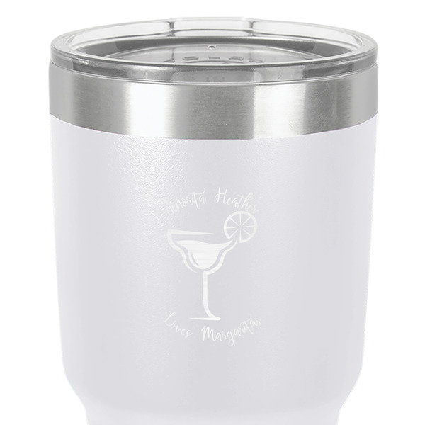 Margarita Lover 30 oz Stainless Steel Ringneck Tumbler - White - Close Up