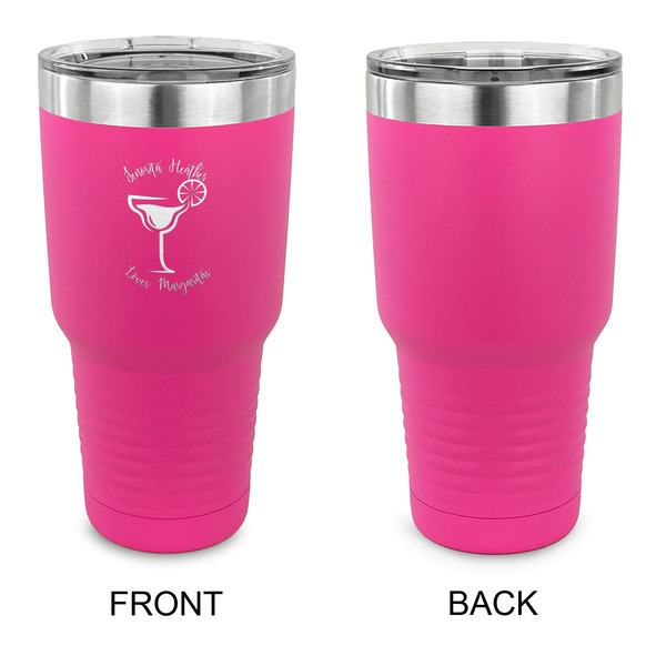Margarita Lover 30 oz Stainless Steel Ringneck Tumblers - Pink - Single Sided - APPROVAL
