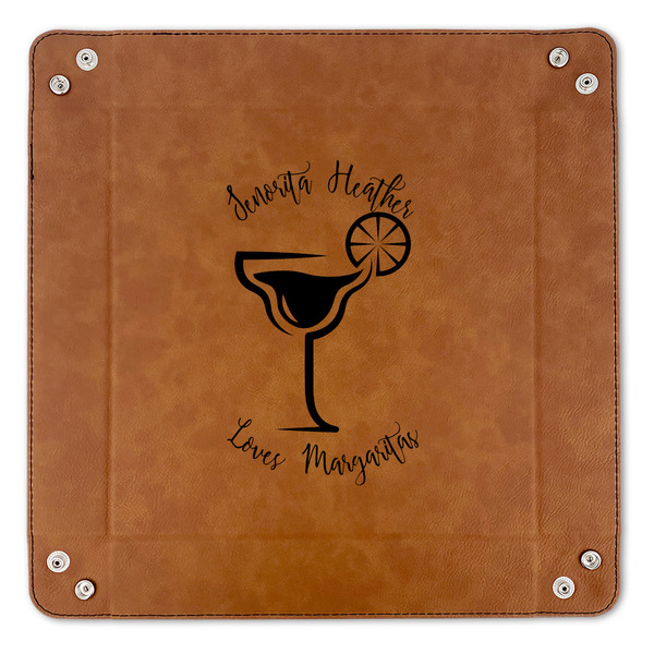 Margarita Lover 9" x 9" Leatherette Snap Up Tray - APPROVAL (FLAT)