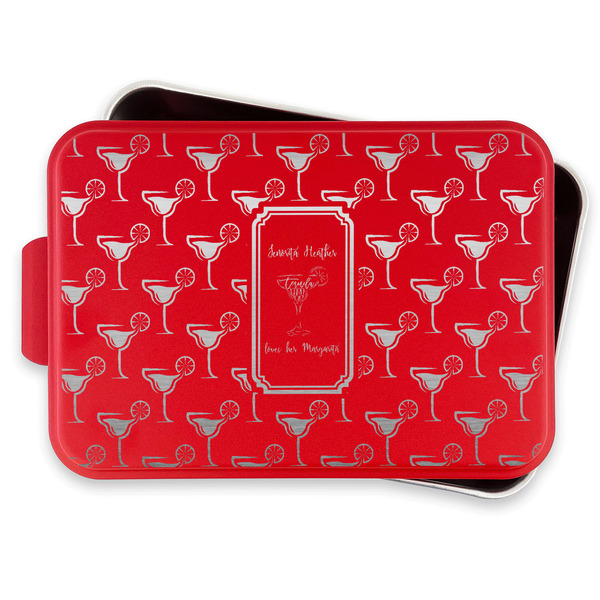Margarita Lover Aluminum Baking Pan - Red Lid - FRONT w/lif off