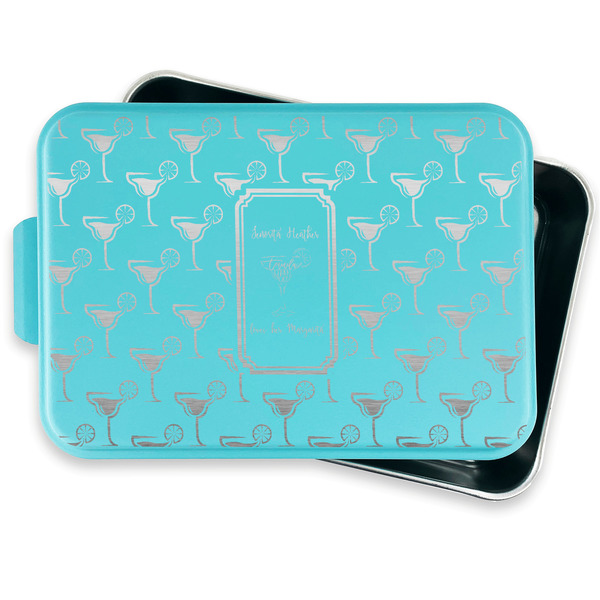 Margarita Lover Aluminum Baking Pan - Teal Lid - FRONT w/ lid off