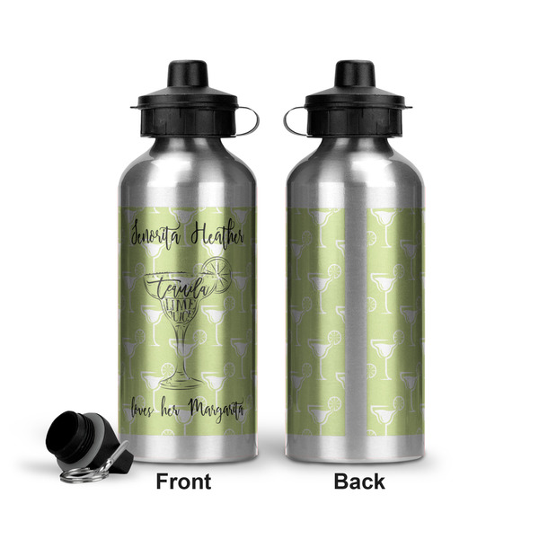 Margarita Lover Aluminum Water Bottle - Front and Back
