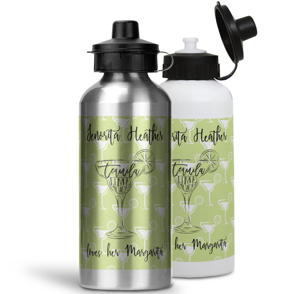 Margarita Lover Aluminum Water Bottles - MAIN (white &silver)