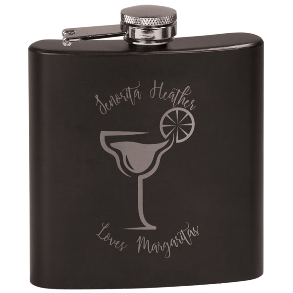Custom Margarita Lover Black Flask Set (Personalized)